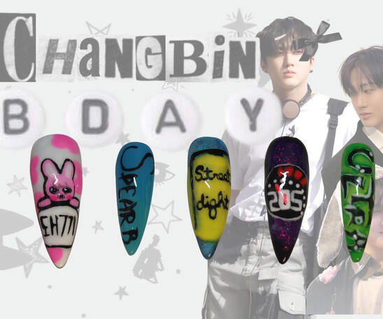 tier 4 : more complex design, everything cited previously but specifically 3D skzoos or other kpop representative characters nail art and intricate nail bases